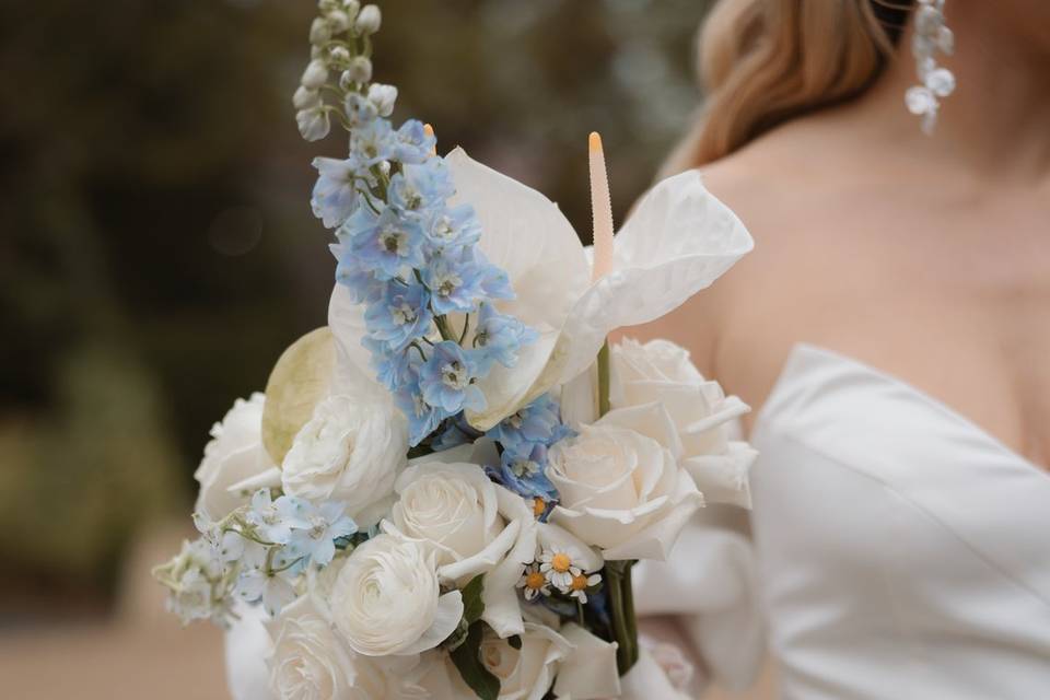 Blue and white wedding