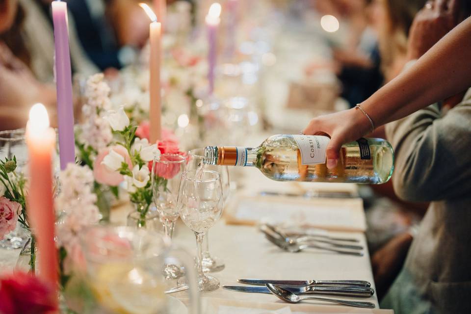 Bud vases and candles