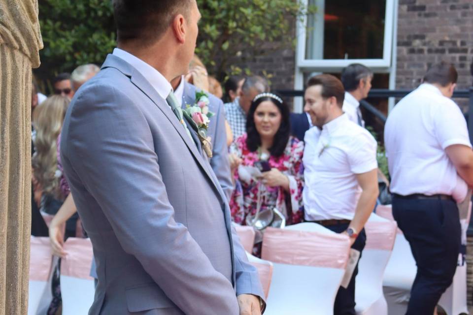 Groom waiting for bride