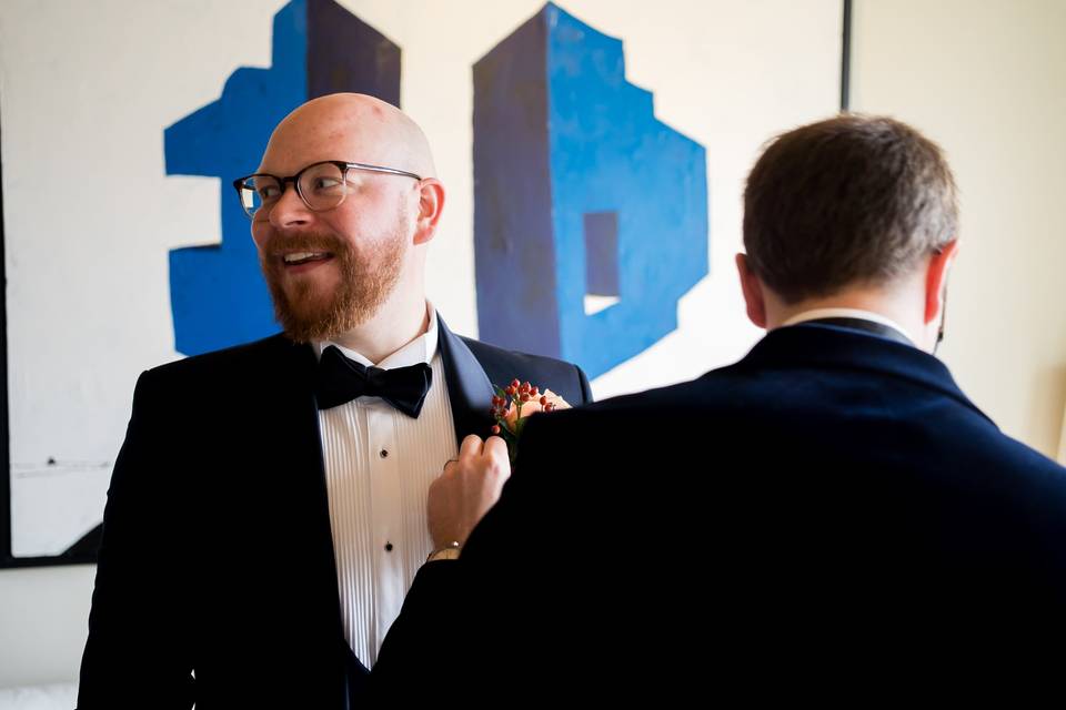 Groom getting ready