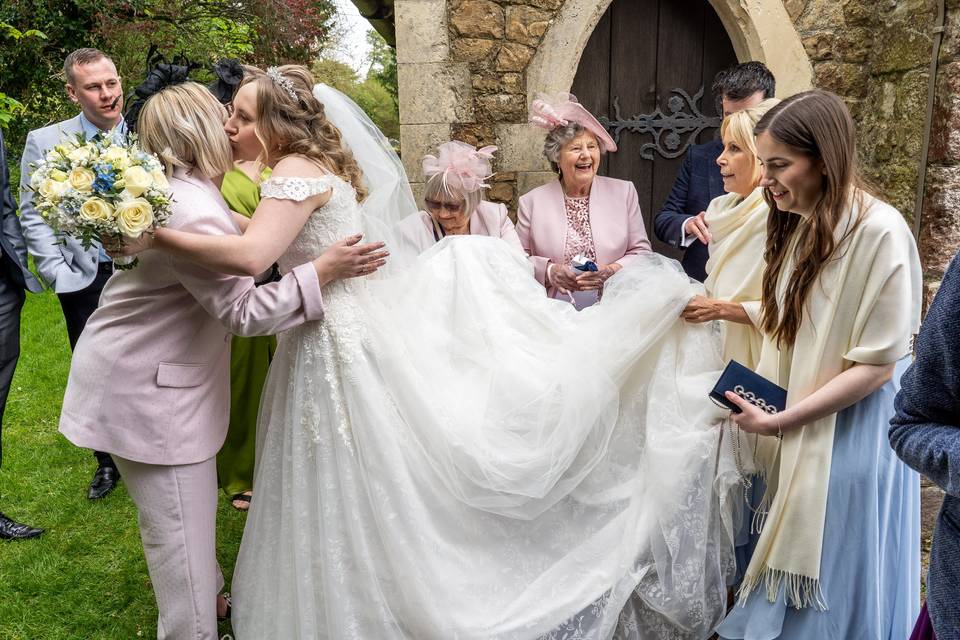 Helping with the dress