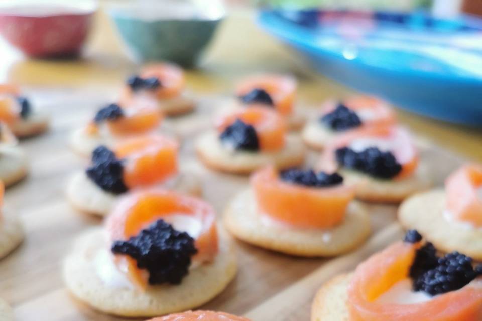 Blini, smoked salmon, caviar