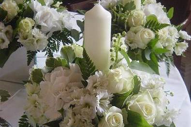 Floral centrepieces with candles