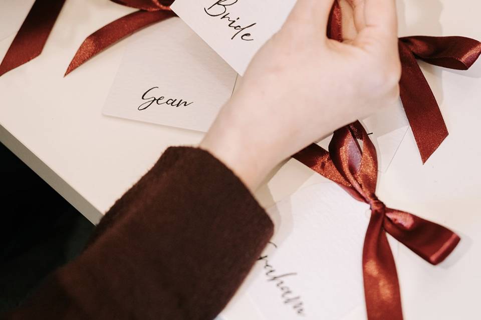 Hand written place cards