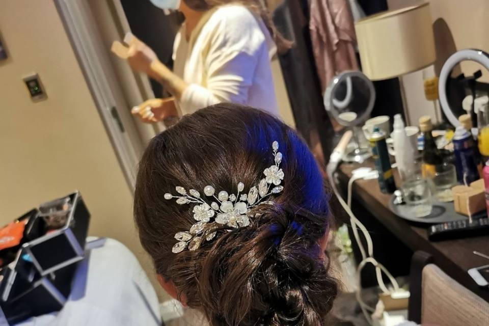 Wedding hairstyling updo