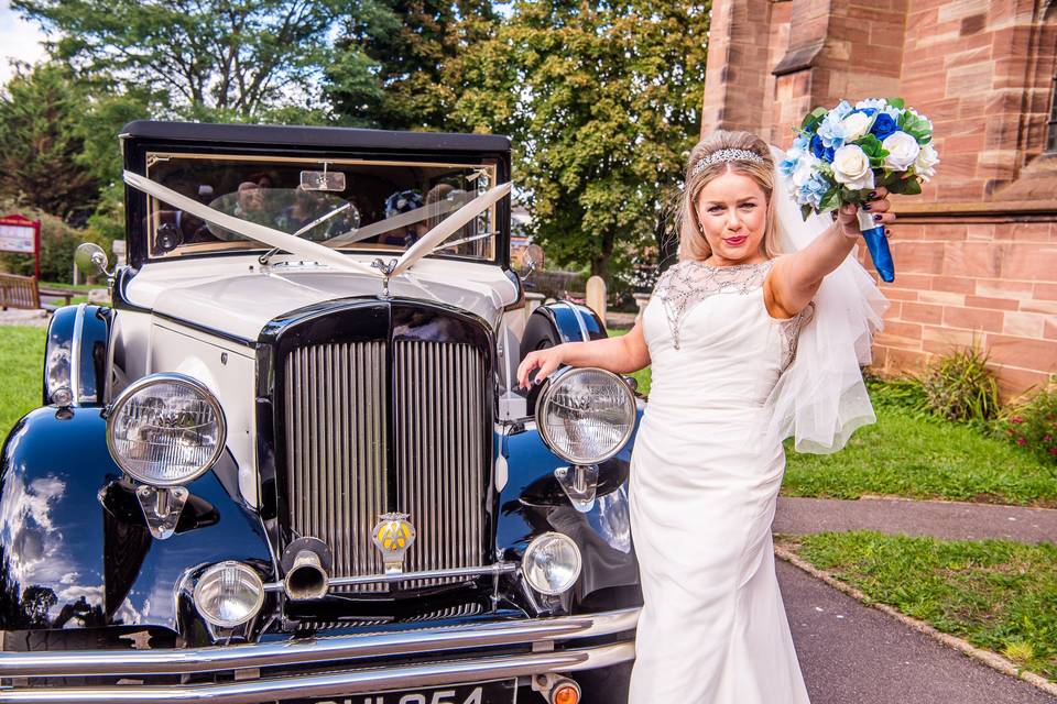 Vintage wedding car