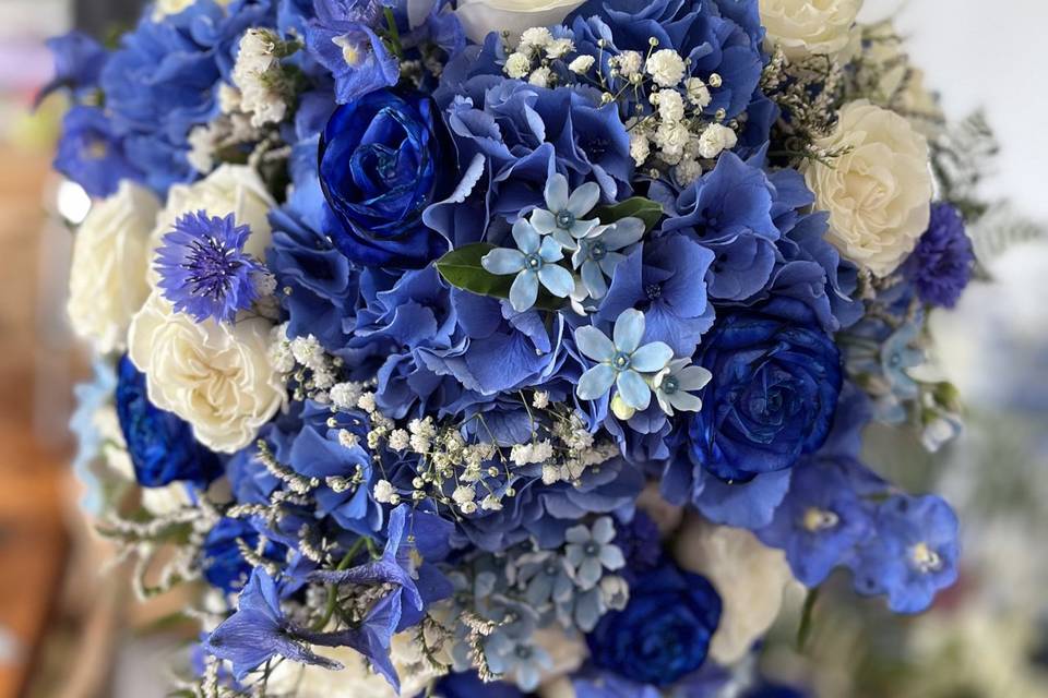 Blue cascade bouquet