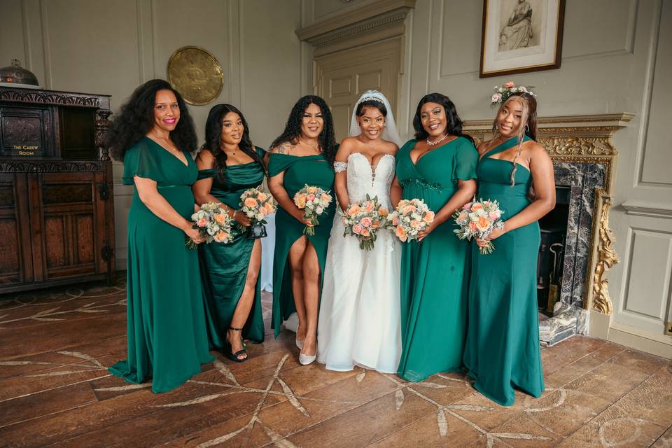 Bride and bridesmaids