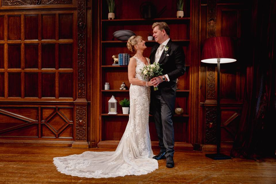 Smiling Bride and groom