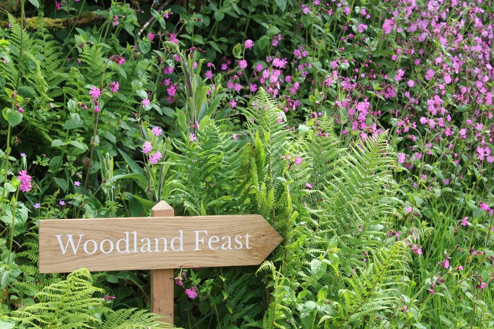 Woodland feast wedding sign