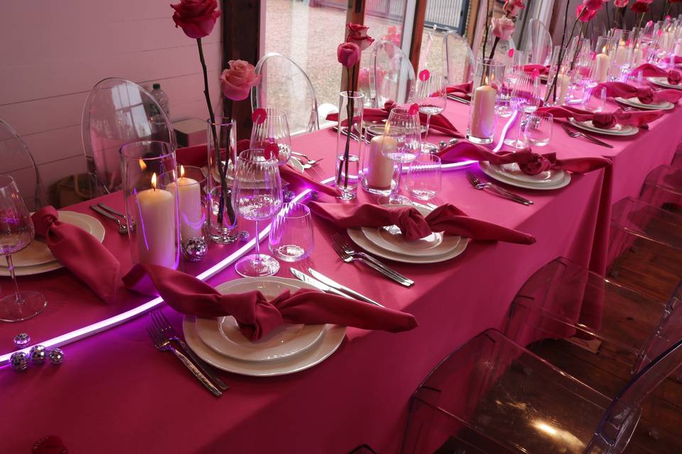 Pink, neon, disco balls