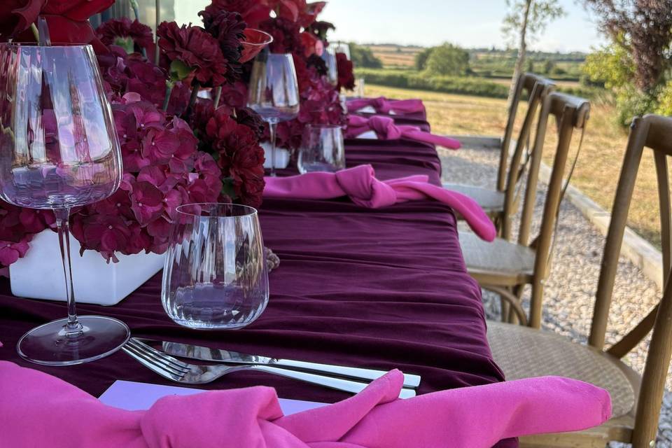 A dramatic, velvet tablescape