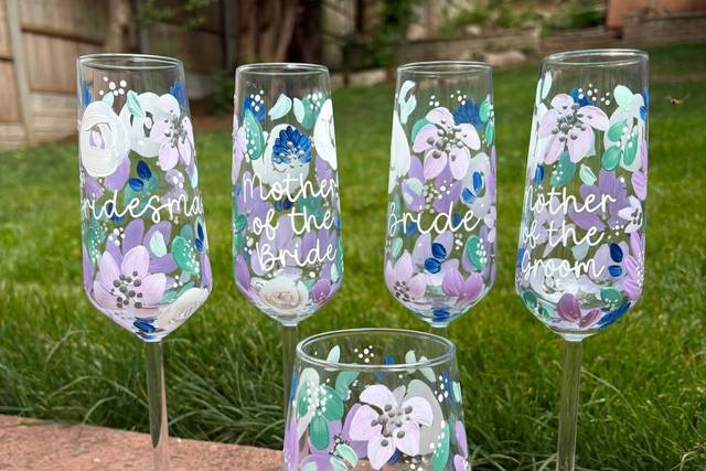 Purple, green & navy glassware