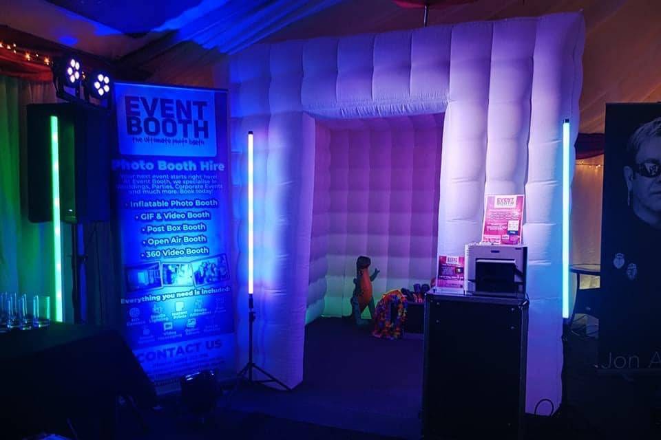 Blue blow up booth