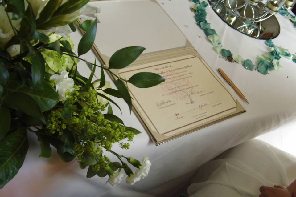 Wedding certificate
