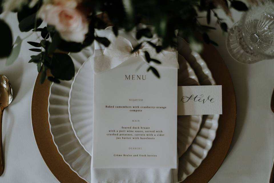 Menu and place card