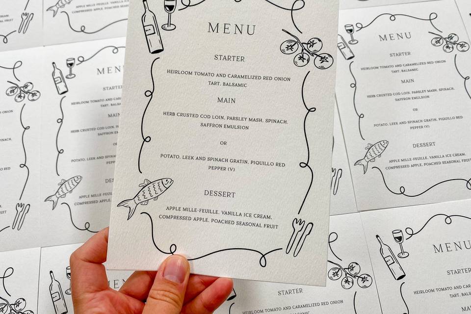 Wedding menu