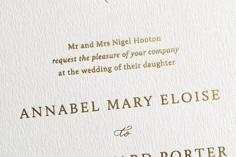 Hot foiled Invitation