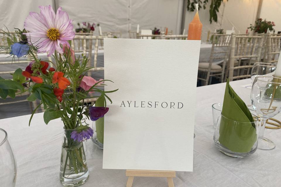 Table name cards