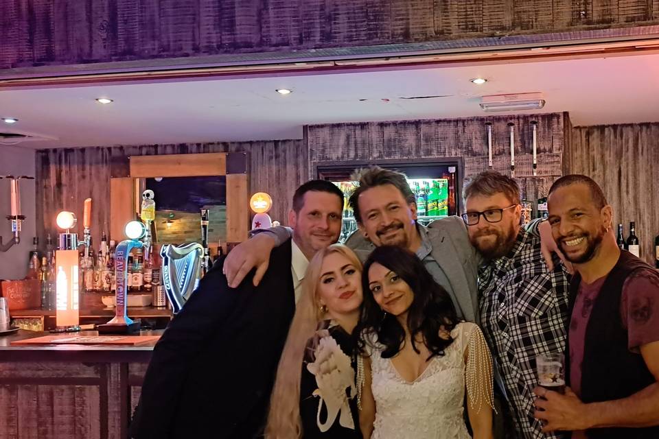 With some wedding guests