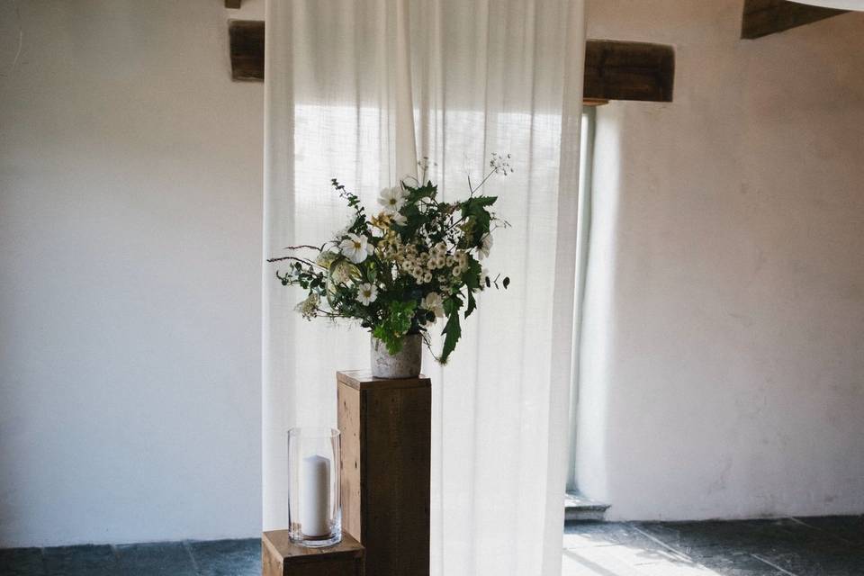 Linen Drapery & Floral Plinths