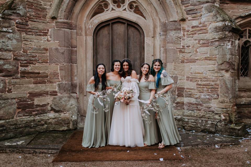 Bride and bridesmaids