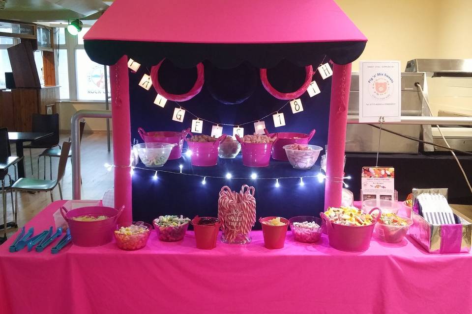 Hot pink and navy sweet stall