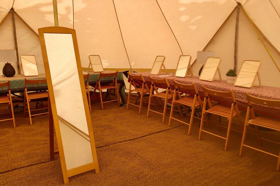 Pamper tents with 15 stations