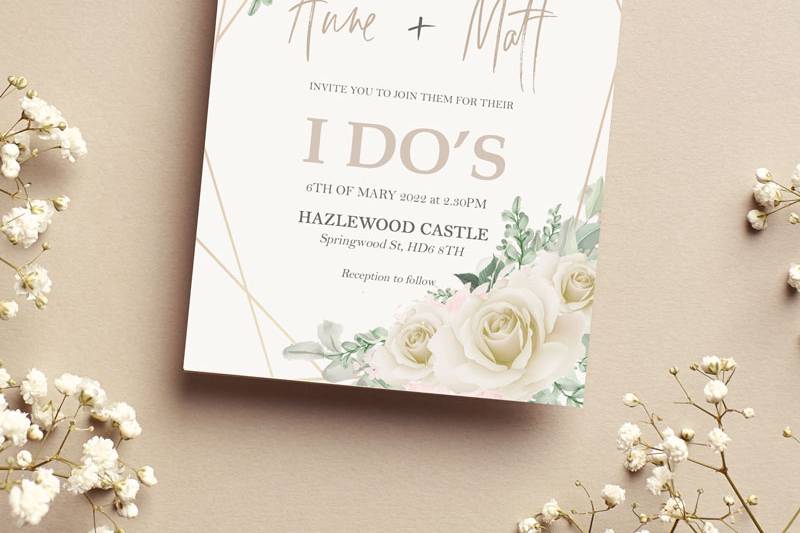 Ivory Flowers Invitation