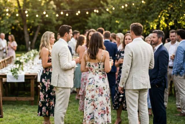 Garden reception at sunset