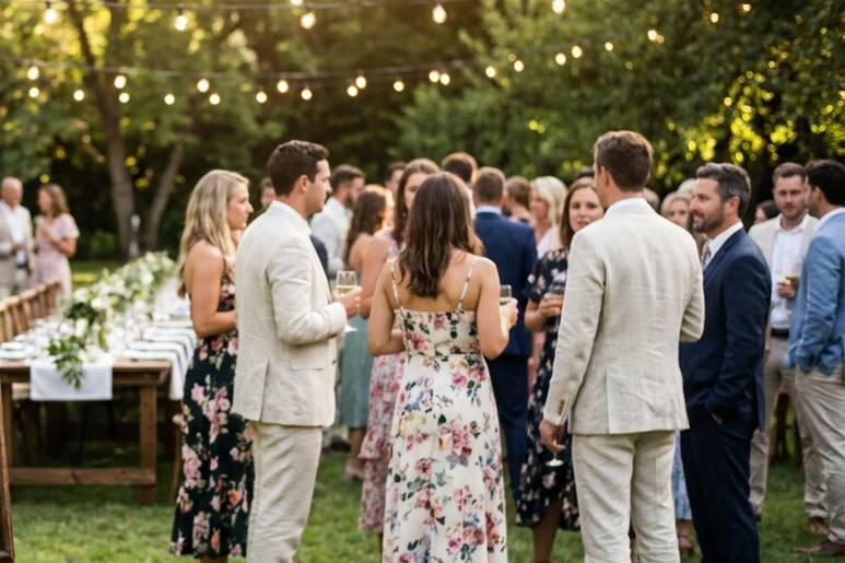 Garden reception at sunset