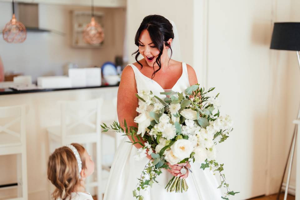 Holding bouquet