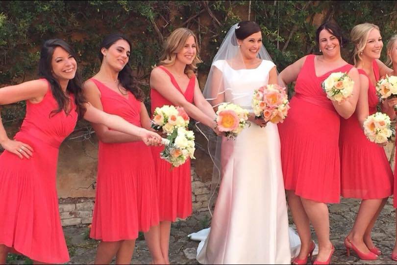 Bride and bridesmaids