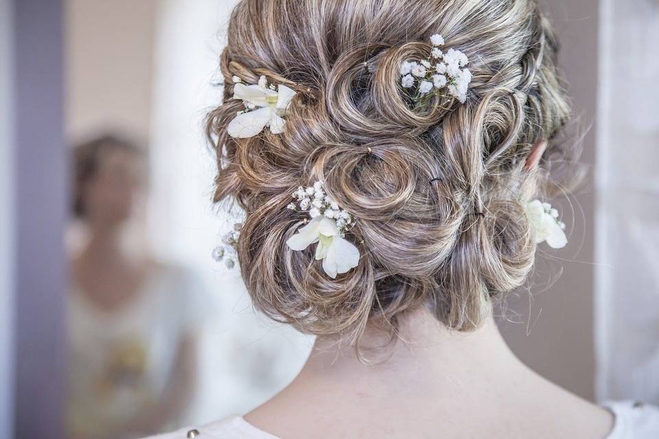 Bride with flowers in her hair