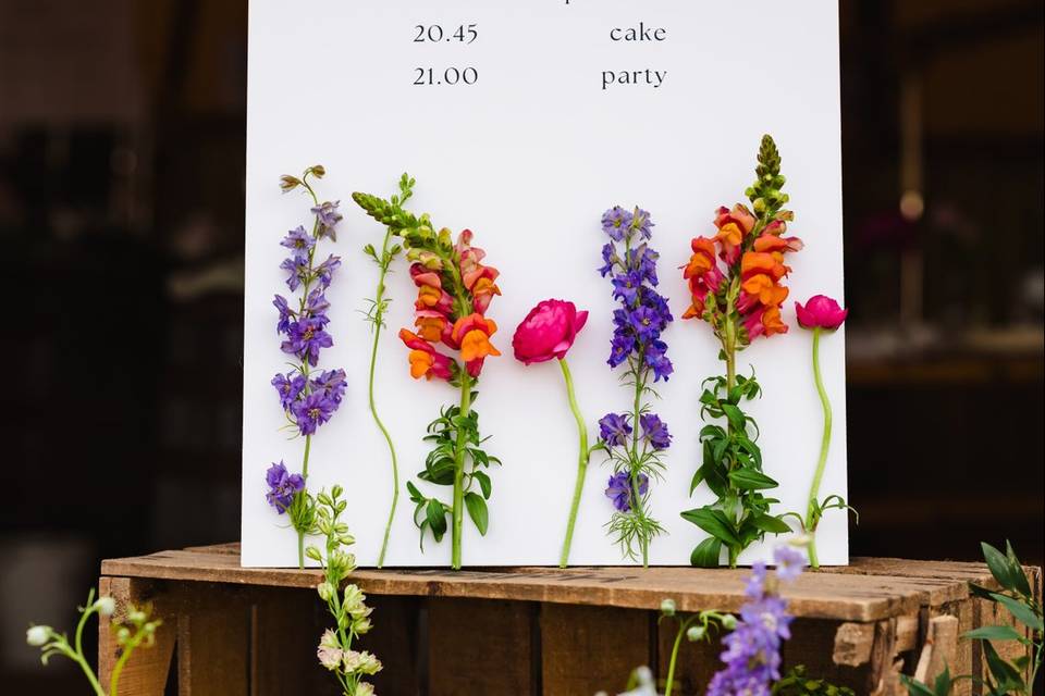 Floral order of the day sign