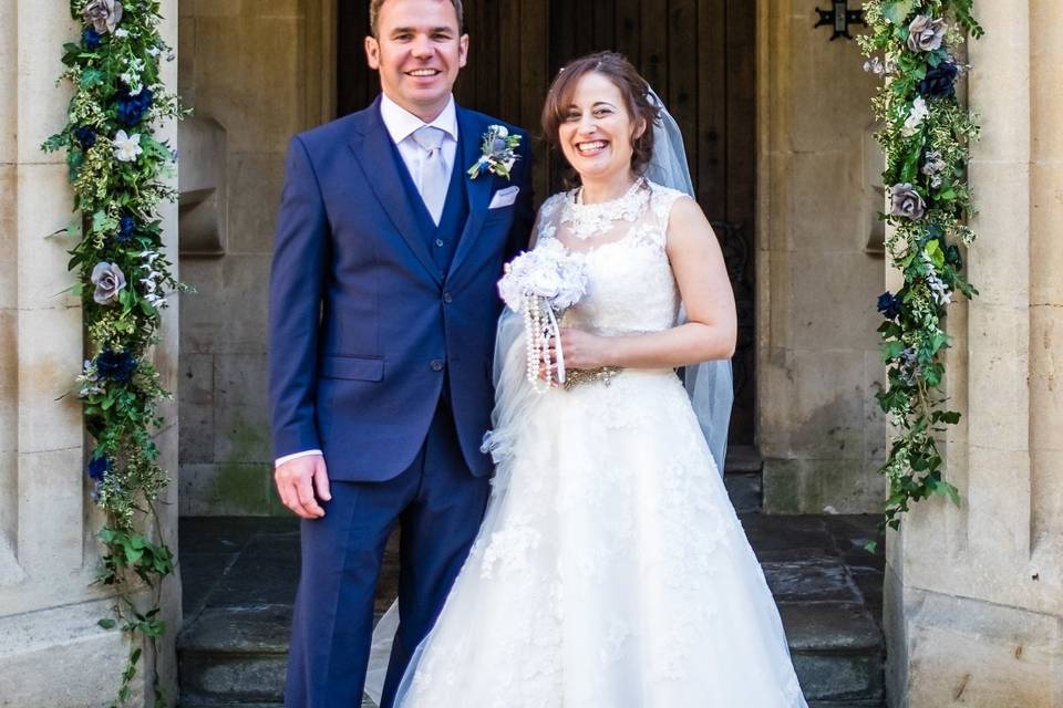 Happy couple out front