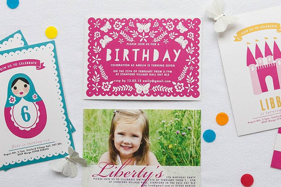 Girls party invitations
