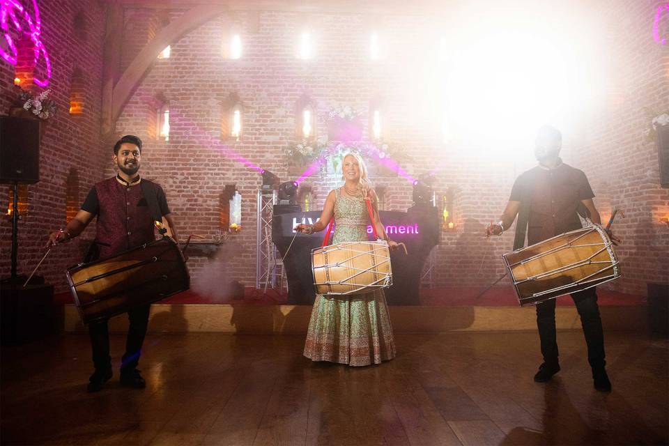 Alex playing the Dhol drums