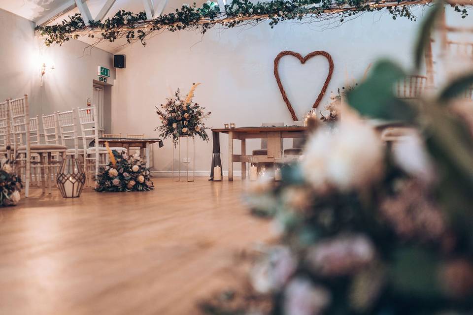 Ceremony room at Milling Barn