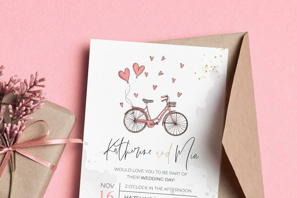 Bicycle wedding invite