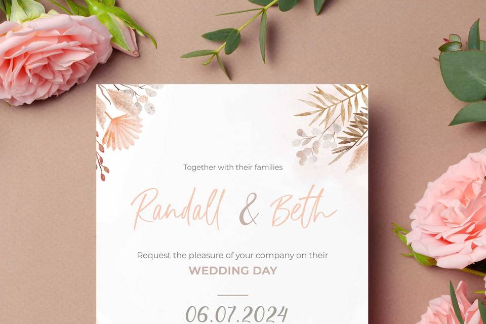 Boho flowers wedding invite