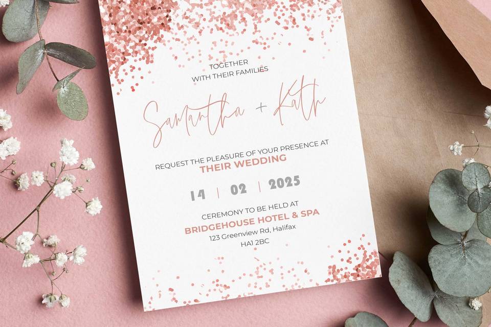 Glitter Wedding Invite