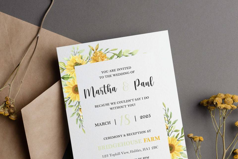 Sunflower Wedding Invite