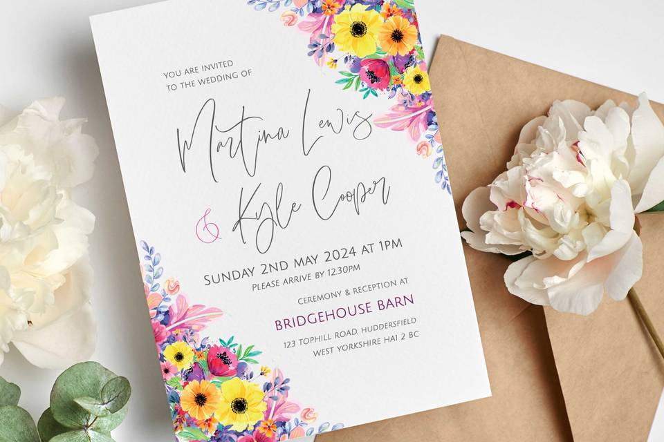 Colourful Wedding Invite