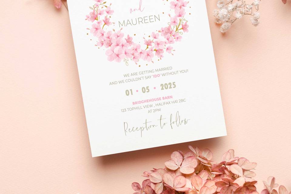 Pink Blossom Wedding Invite