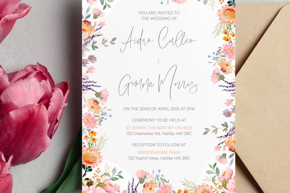 Wild Flowers Wedding Invite