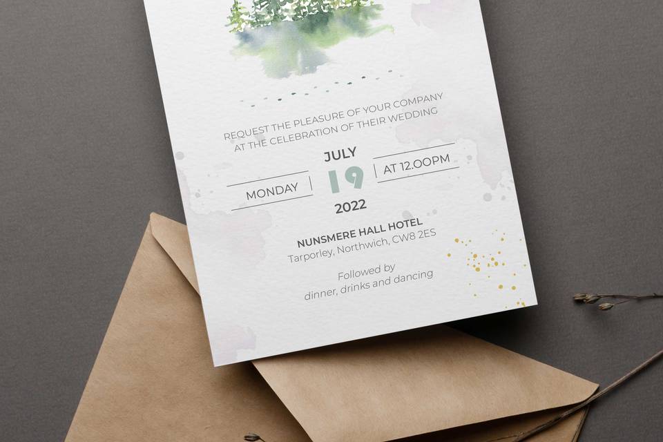 Woods Mountain Wedding Invite