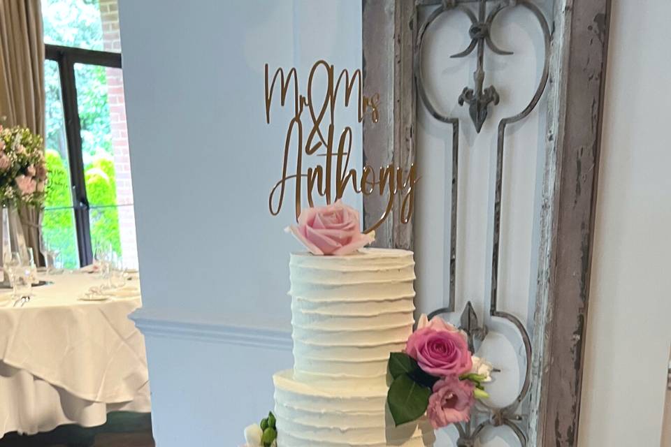 Buttercream and real flowers