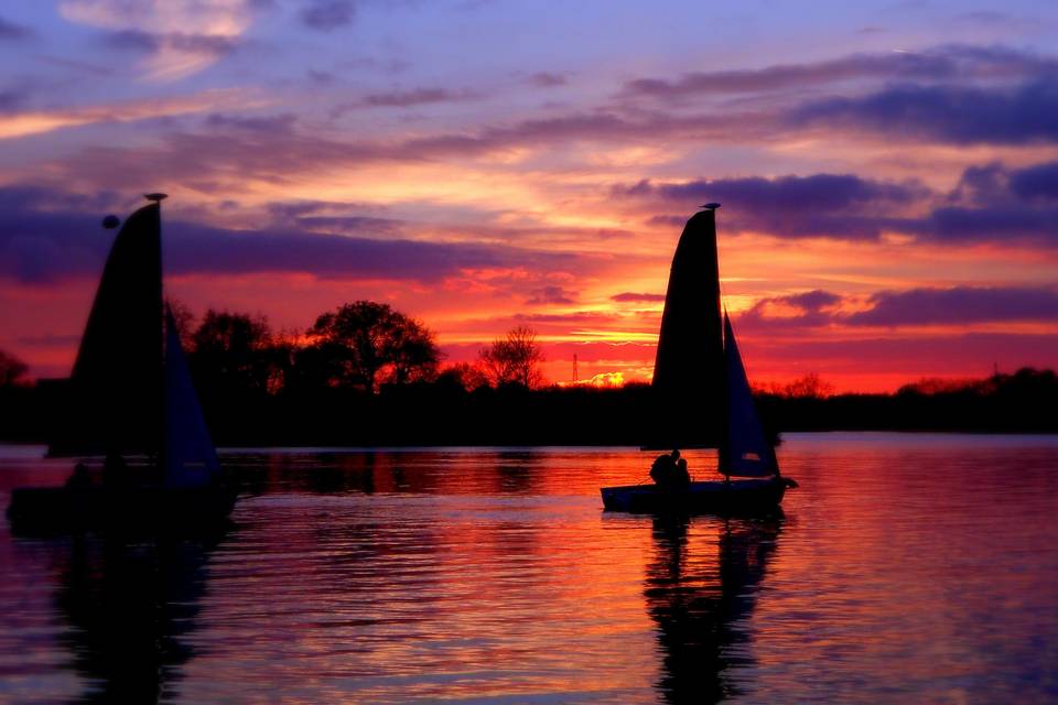 Sunset over Black Swan Lake