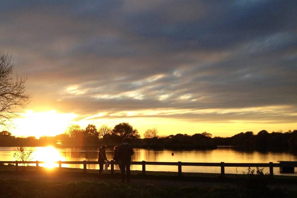 Sunset over Black Swan Lake